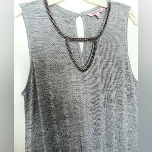 JUICY COUTURE Embellished Silver Gray Knit Keyhole Neck Jumpsuit Size M, Tall